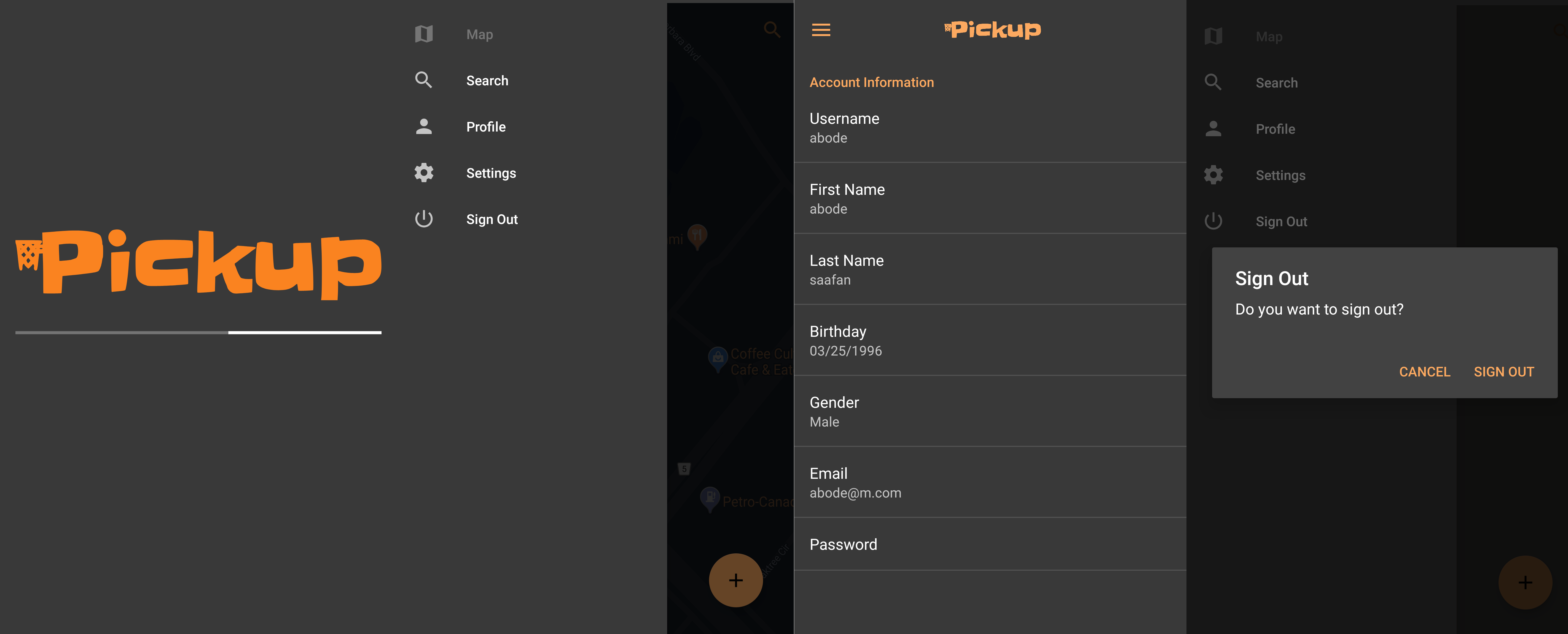 Pickup app game details screen