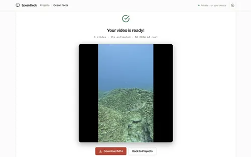 SpeakDeck finished short-form vertical video ready to download as an MP4